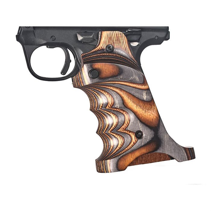Volquartsen Laminated Grips Ruger Mark IV 22/45 Brown Gray Wood Finger Groove