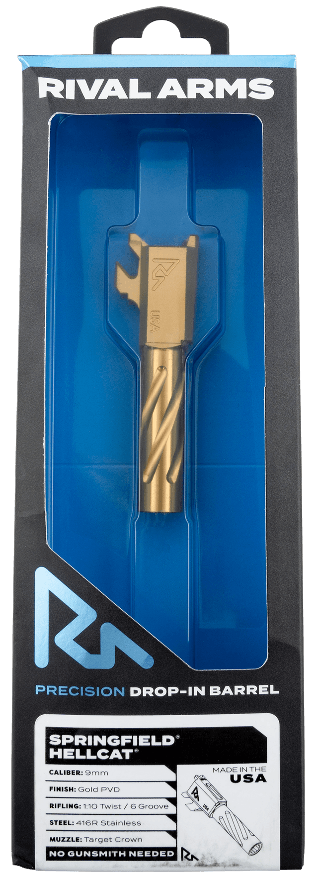 Rival Arms RA-RA20H101E Precision V1 Gold PVD Spiral Fluted Springfield Hellcat