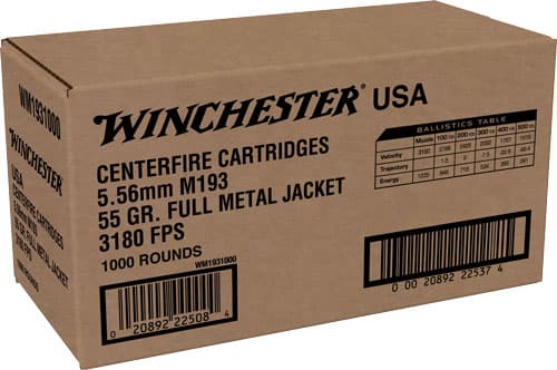 Winchester WM1931000 5.56 NATO Full Metal Jacketed 55 Grain 1000 Rounds