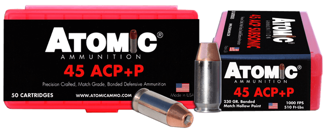 Atomic Ammunition 00433 Pistol Precision Craft 45ACP +P 230gr Bonded Match Hollow Point 50 Rounds