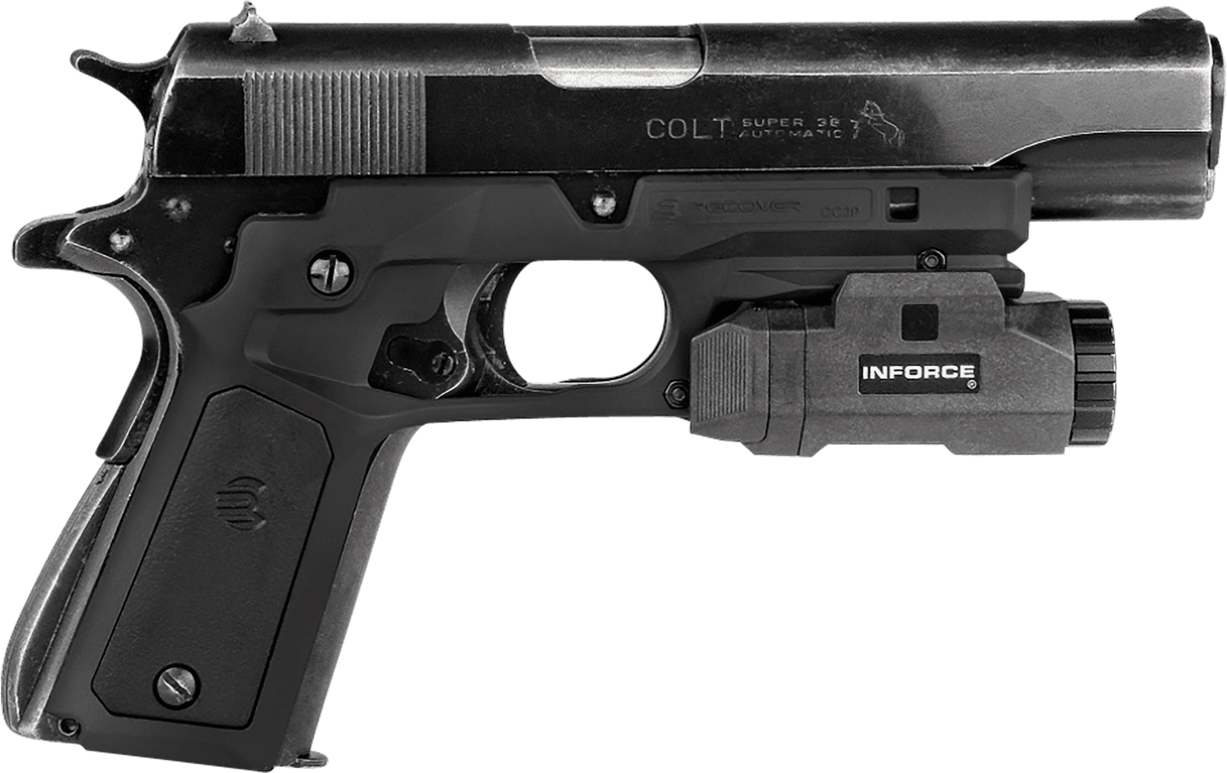 Recover Tactical CC3P0104 Frame Grip  Black Polymer Frame with Interchangeable Black & Gray Panels for Standard Frame 1911
