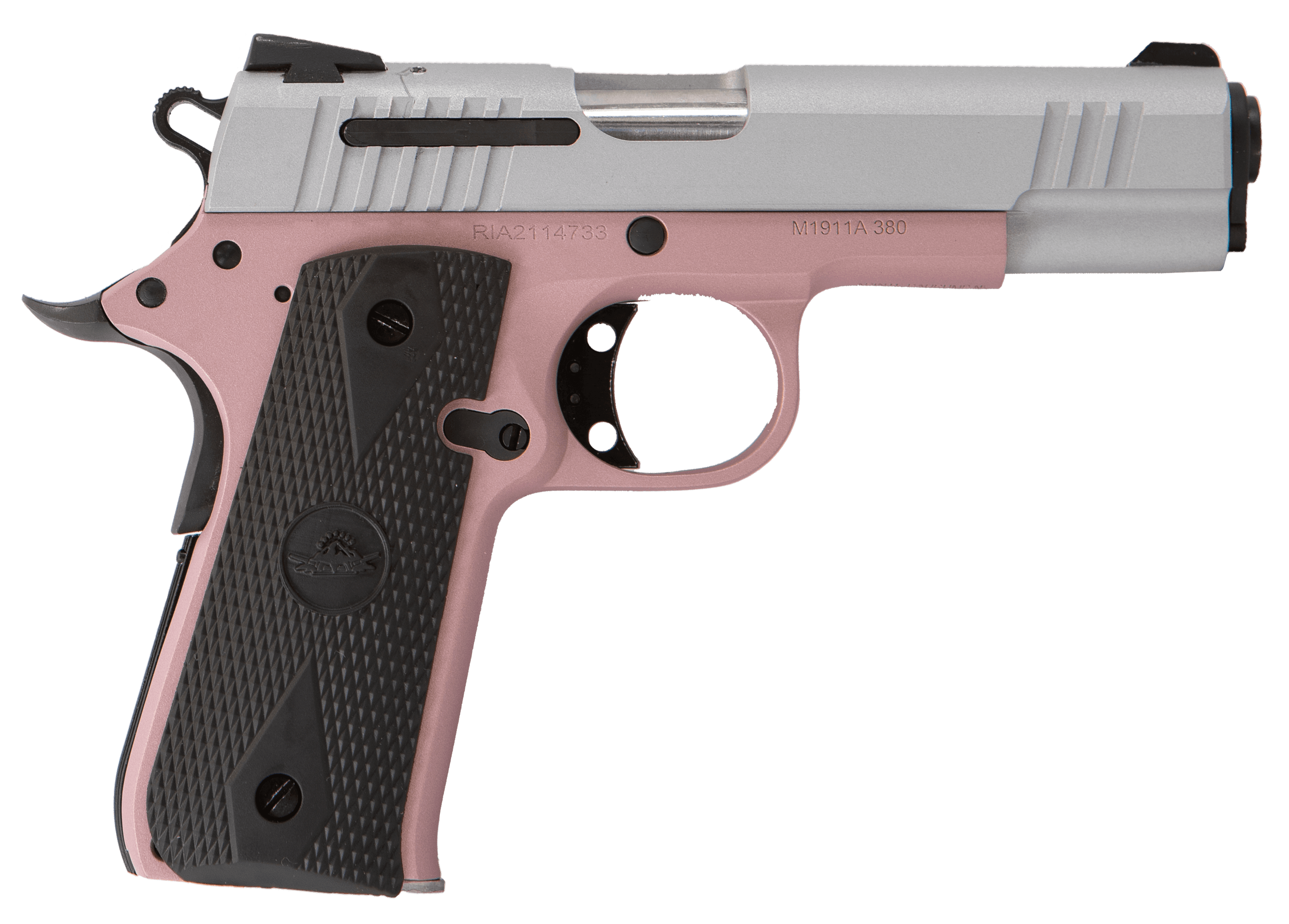 Citadel CIT380ROSE M1911 Baby Compact Frame 380 ACP 7+1, 3.75" Stainless Steel Barrel, Silver Serrated Steel Slide, Rose Cerakote Aluminum Frame w/Beavertail, Ambidextrous