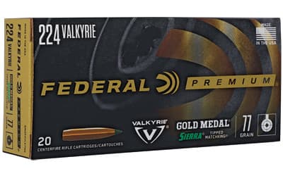 Federal Gold Medal 224 Valkyrie 77 Grain TMK 20 Rounds