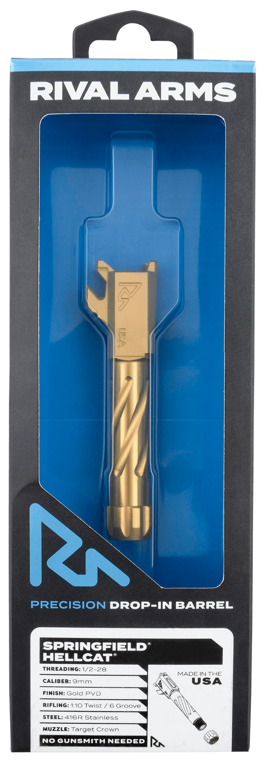 Rival Arms Precision V1 Gold PVD Spiral Fluted Threaded Barrel for Hellcat