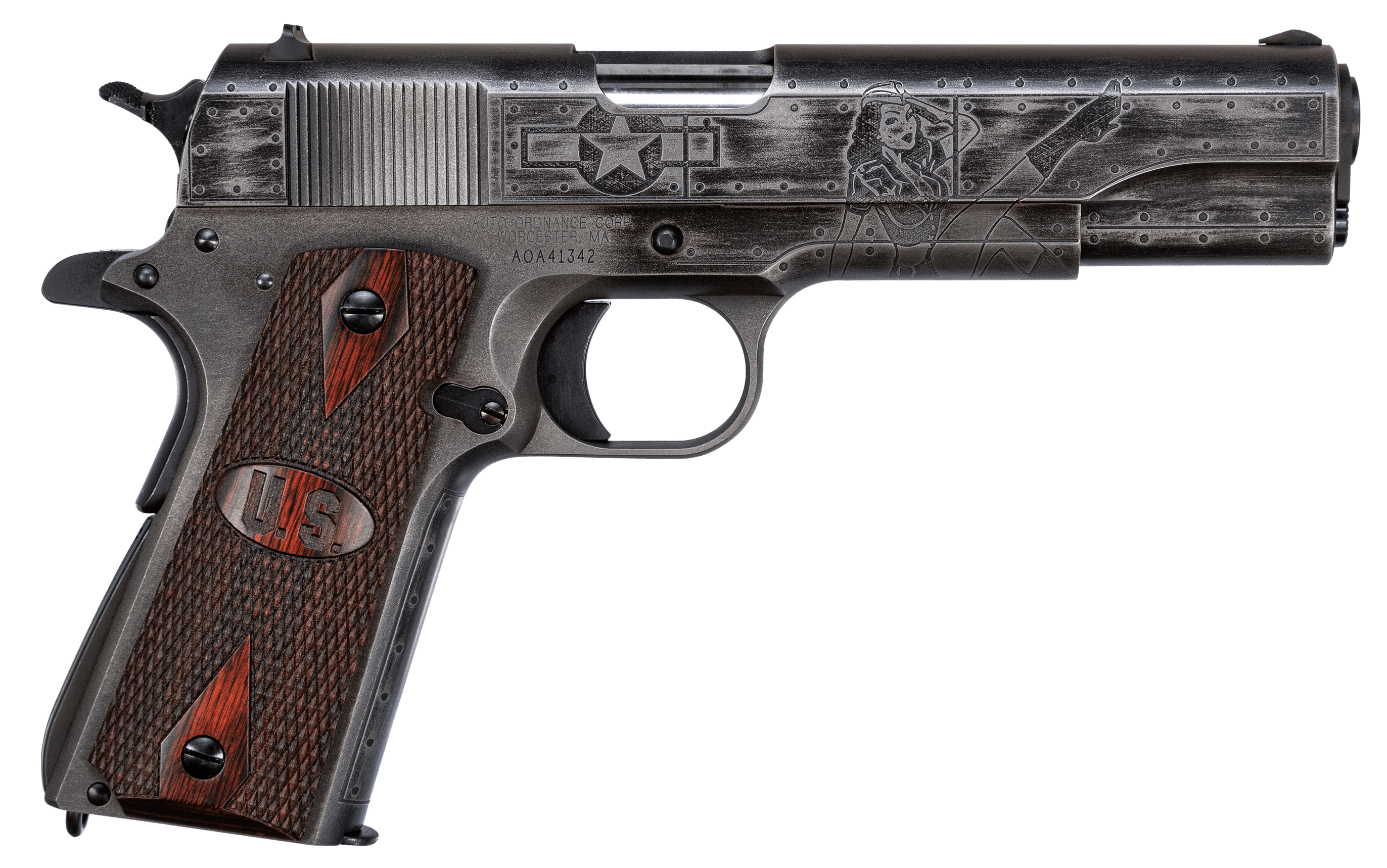 Auto Ordnance 1911 Victory Girls 45 ACP 5 in 7rd Gray Cerakote Checkered Wood Grips