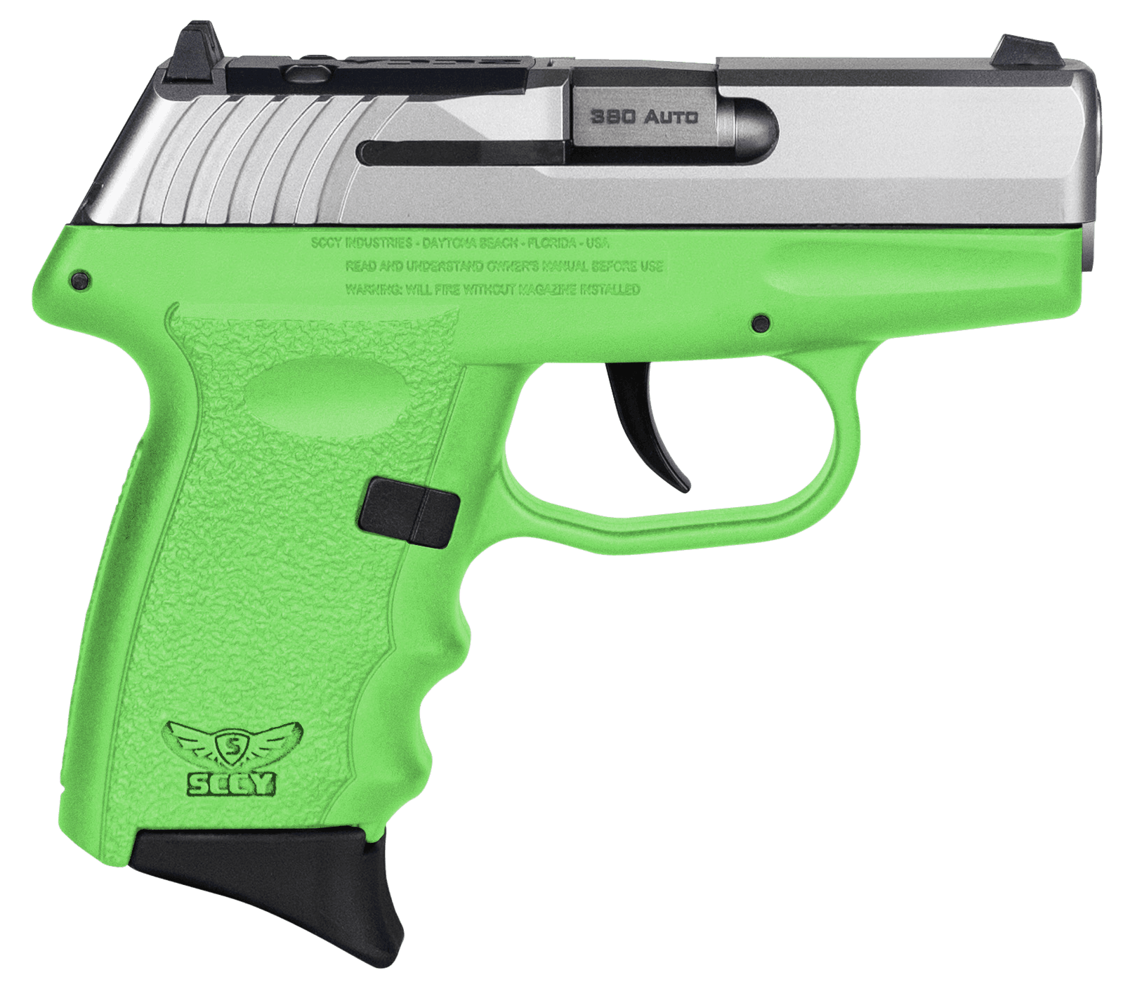 SCCY Industries CPX3TTLGRDRG3 CPX-3 RD 380 ACP 10+1 2.96" Lime Green Polymer/Serrated Stainless Steel Slide/Finger Grooved Lime Green Polymer Grip