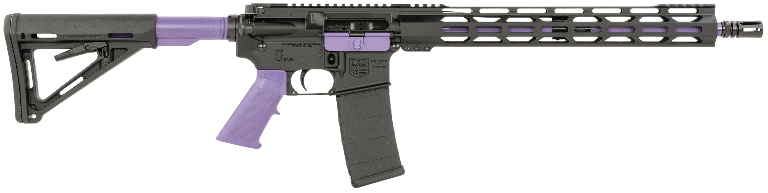 Diamondback DB15 A2 5.56 NATO 16in 30rd Black Purple Magpul MOE
