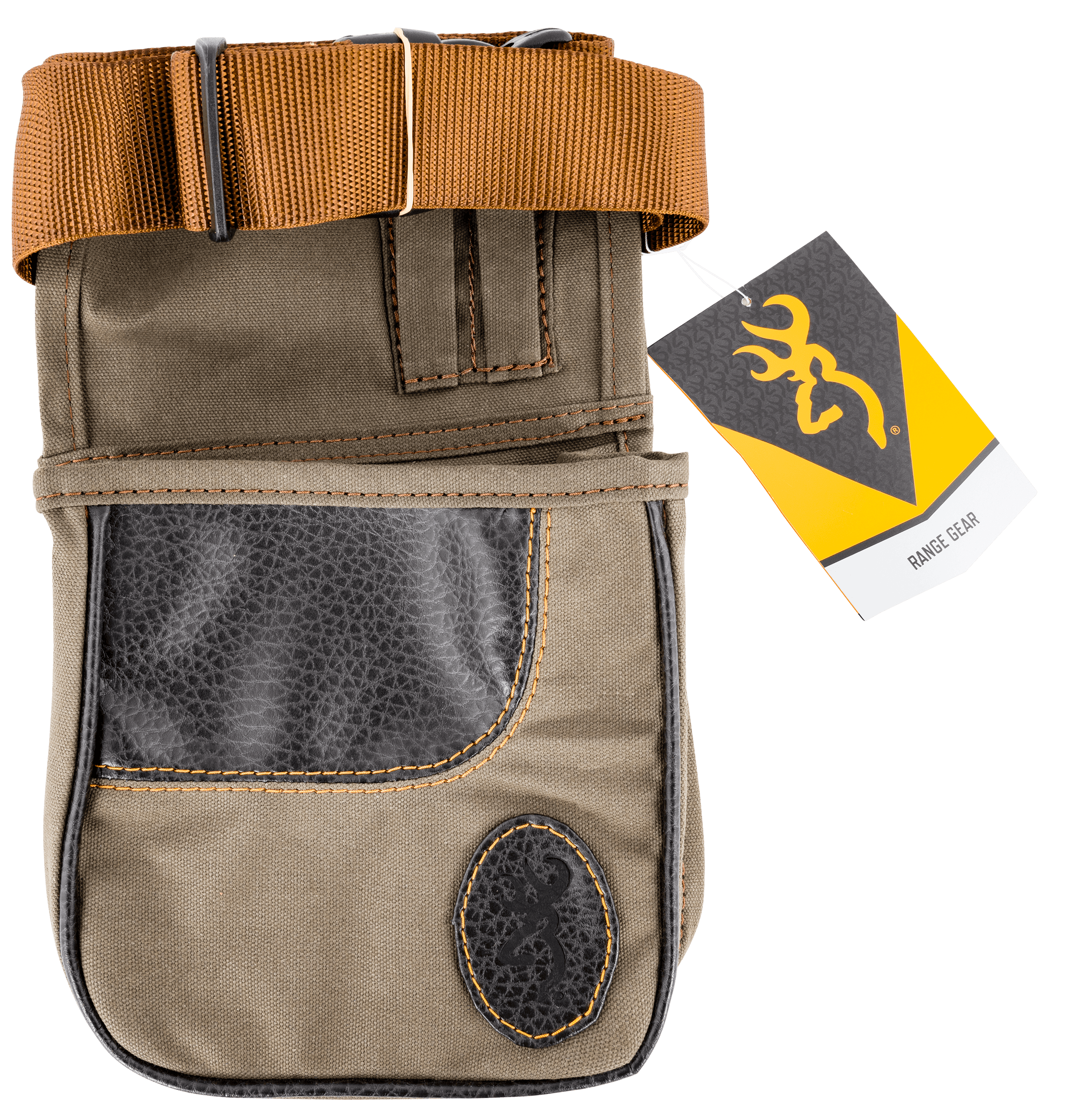 Browning 121504843 Laredo Shell Pouch Olive Canvas/Leather Belt Mount