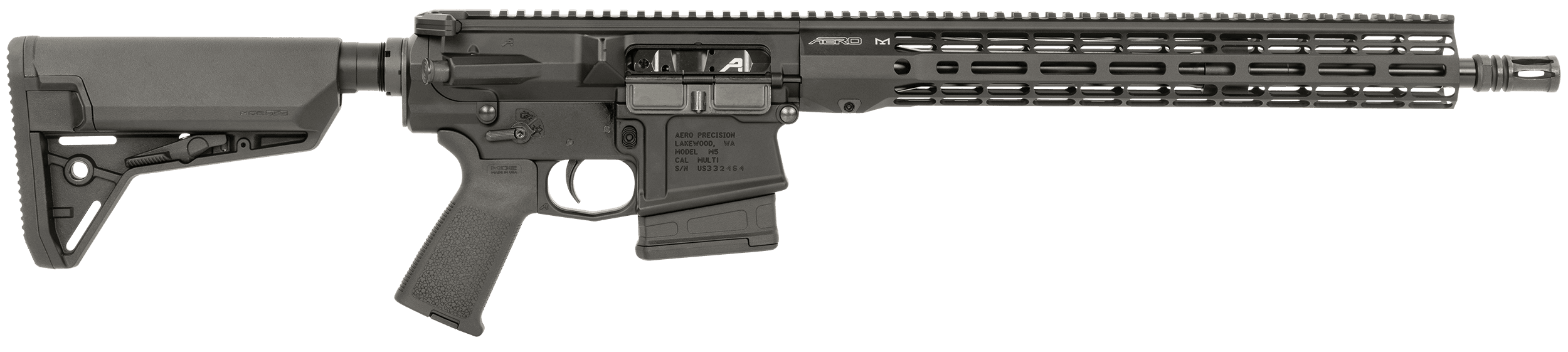 Aero Precision M5 308 Winchester 16in 10rd Black Finish Magpul MOE Grip SL-S Stock