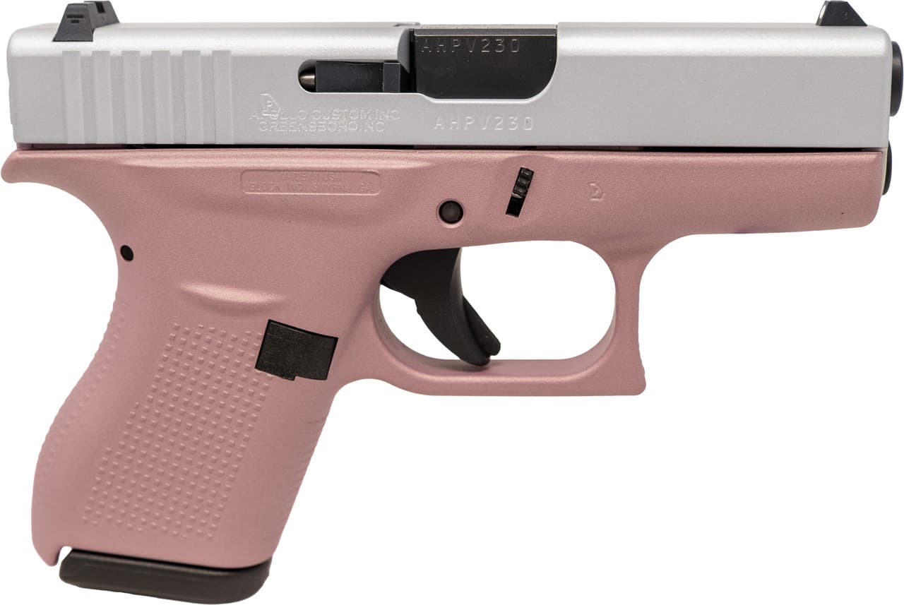 Glock G42 380 ACP 3.25in 6rd Pink Cerakote Satin Aluminum