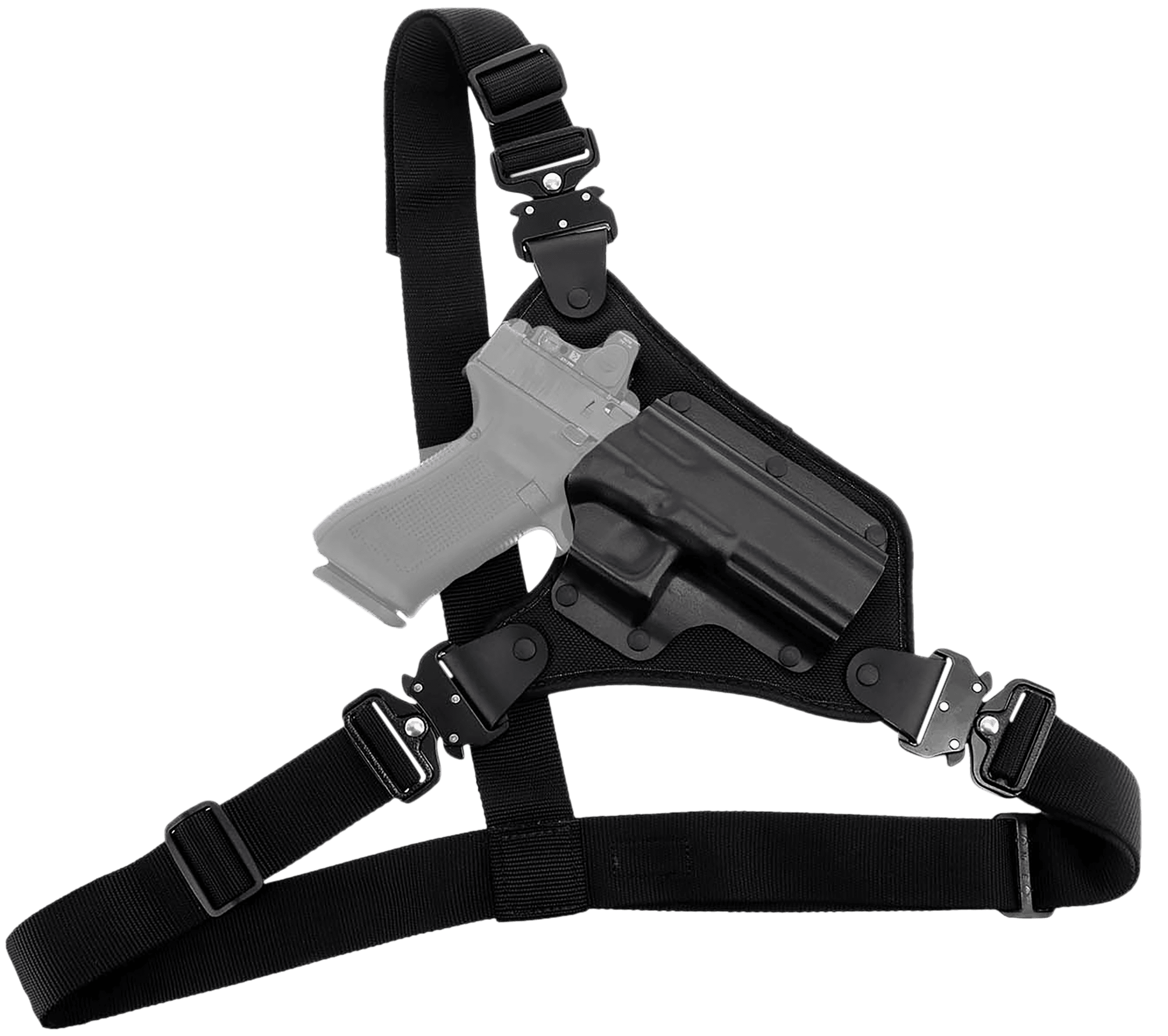 Galco HR872RB  Chest Holster Fits chests to 58" Black Hybrid Kydex/Nylon Fits Glock 17Gen 3-5