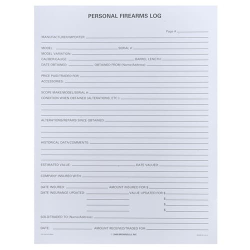 PERSONAL FIREARMS LOG 25 PACK