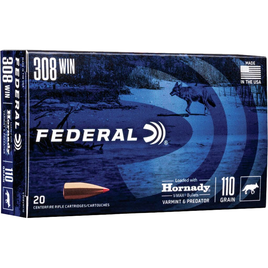 Federal Varmint & Predator Rifle Ammo 308 Win. 110 gr. V-Max 20 rd.