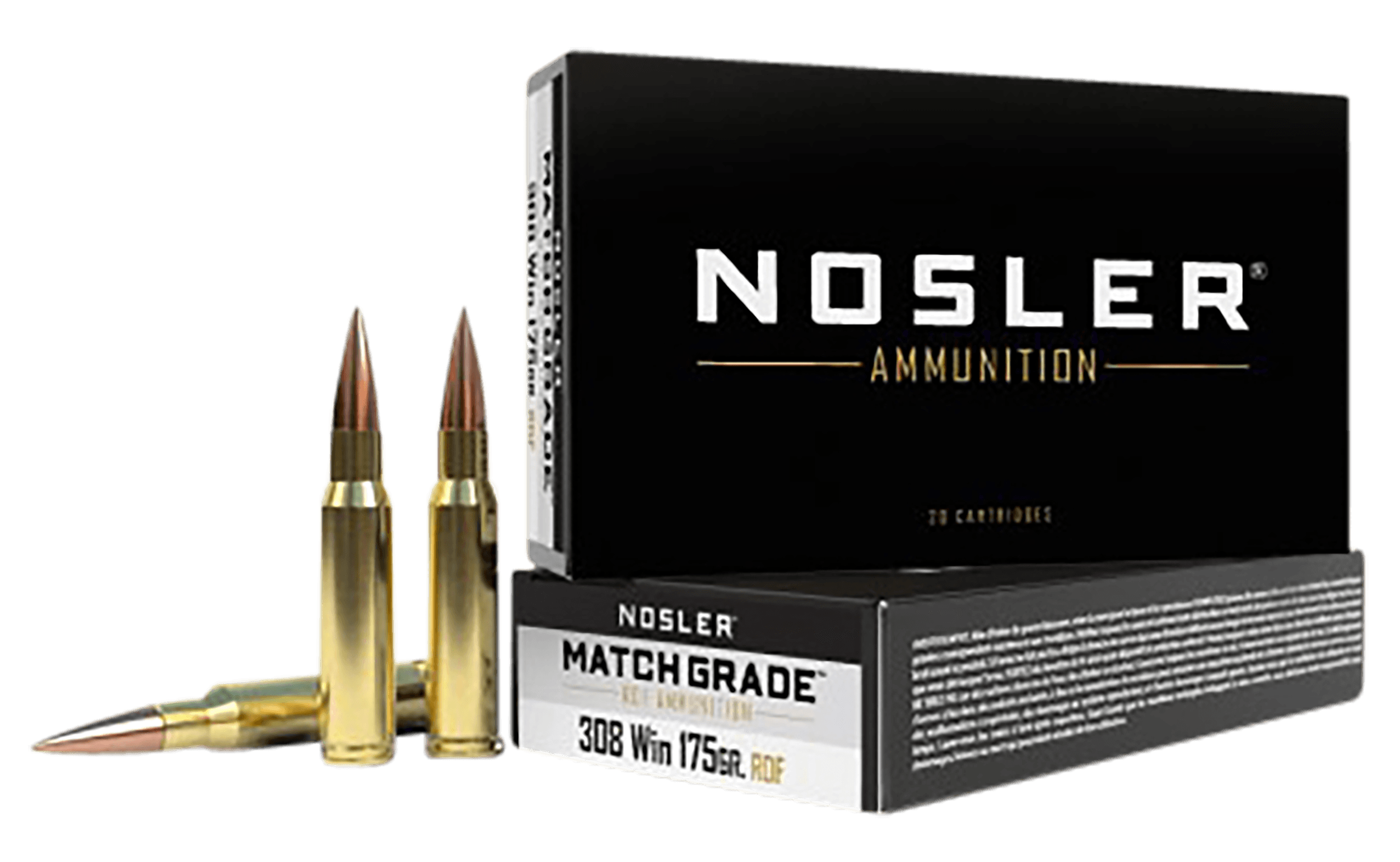 Nosler Match Grade 308 Winchester Rdf Hollow Point Boat Tail 175 Grain 20 Rounds