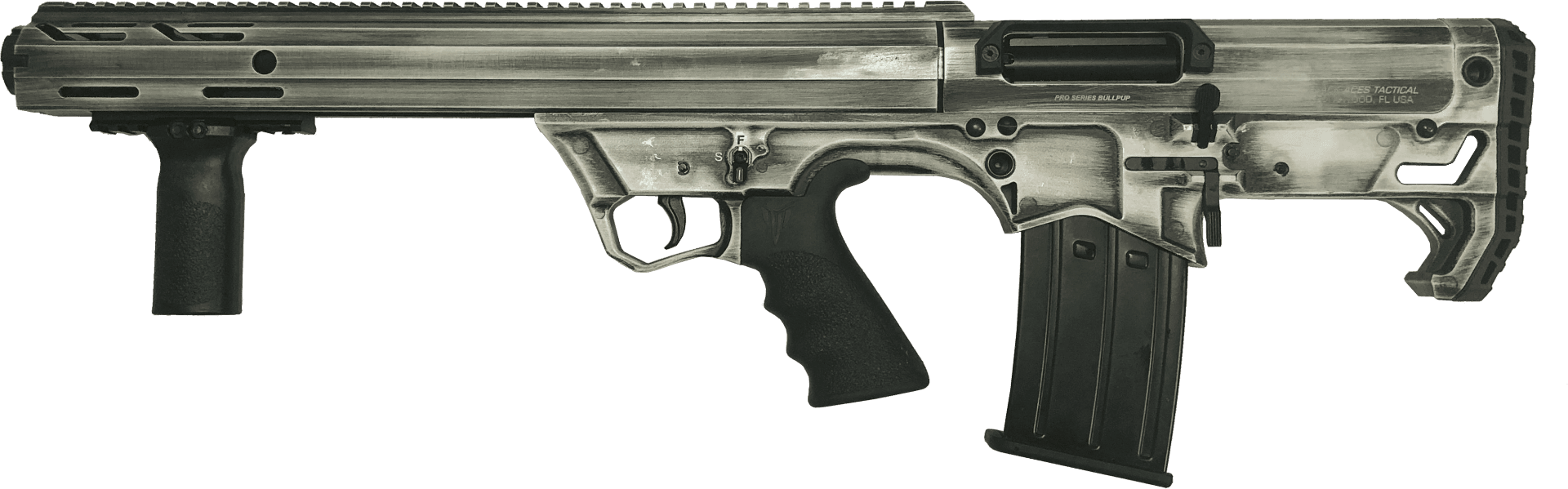 Black Aces Pro Series Bullpup Pump Shotgun - Distressed White | 12ga | 18.5" Barrel | Barrel Shroud