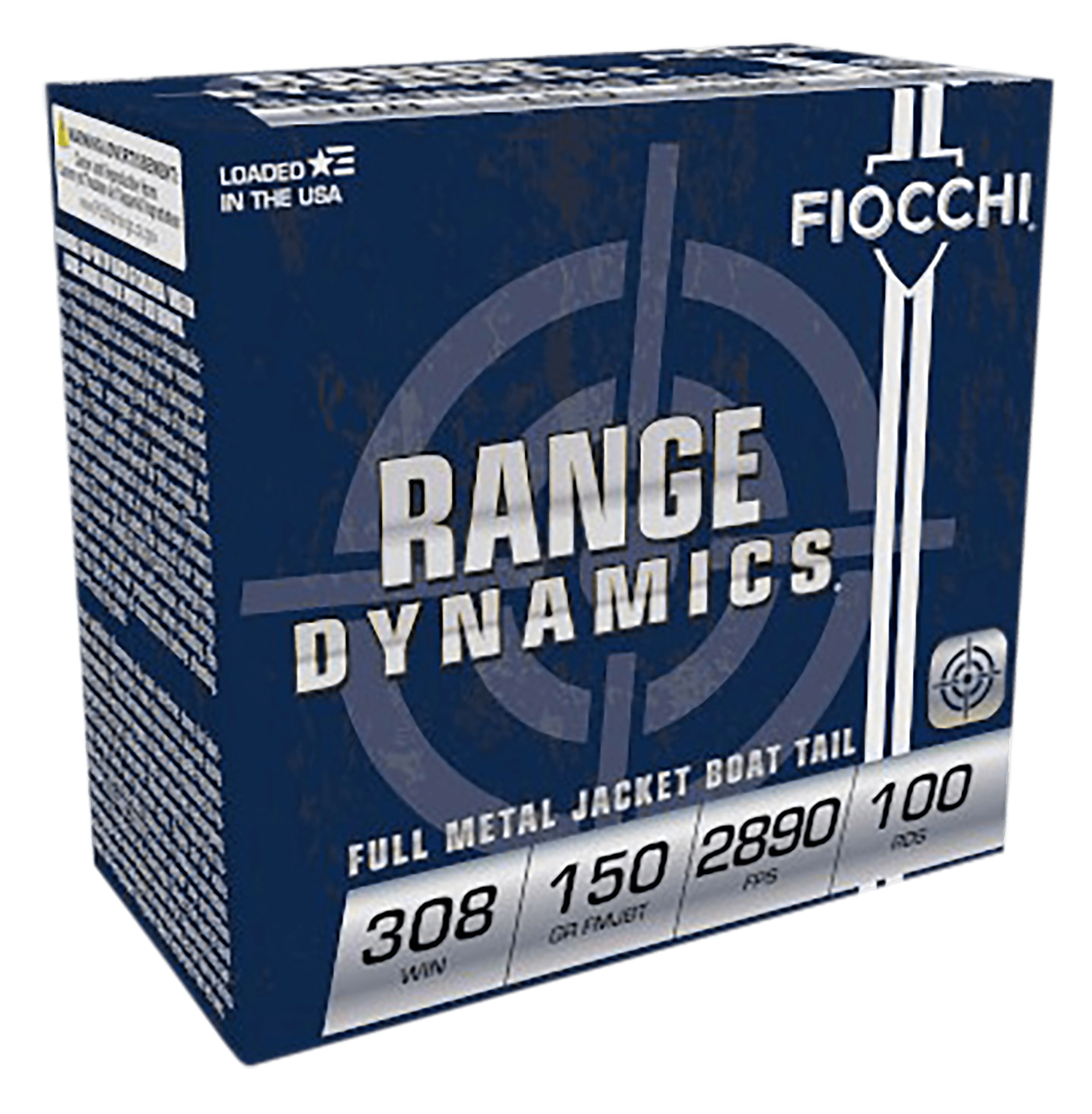 Fiocchi Range Dynamics, 308 Winchester, Full Metal Jacket, 150 Grain, 100 Rounds