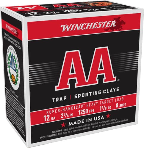Winchester AA 12 Gauge Lead Shot 1-1/8 Ounce #8 25 Rounds
