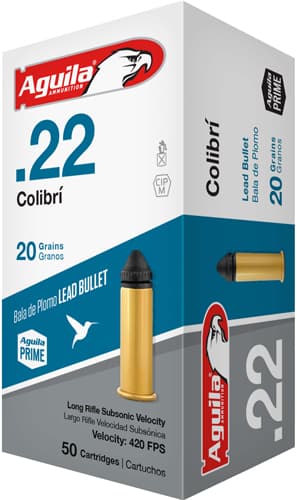 Aguila Colibri 22 Long Rifle Lead Solid 20 Grain 50 Rounds
