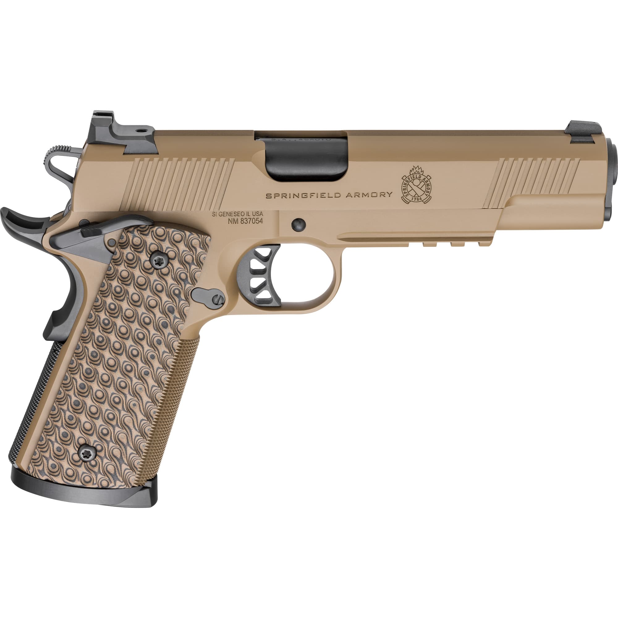 Springfield Armory PC9125LRCB 1911 TRP  45 ACP 8+1 5" Black Match Grade Barrel, Coyote Brown Cerakote Serrated Carbon Steel Slide & Frame w/Picatinny Rail & Beavertail, VZ Hydra G10 Grip
