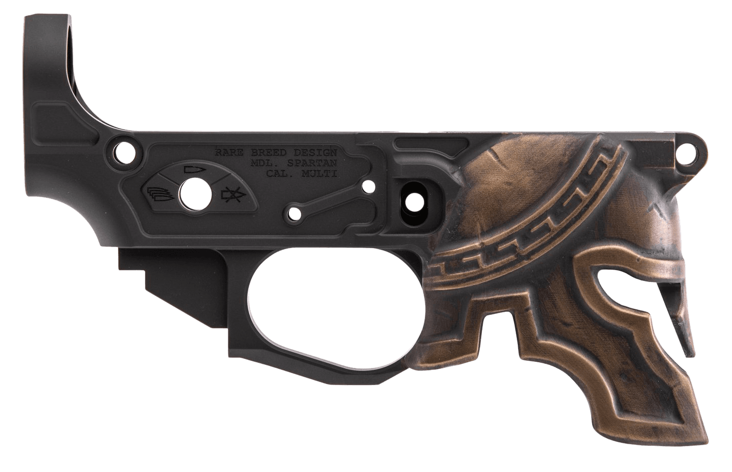 Spikes STLB610PH Rare Breed Spartan Stripped Lower Receiver Multi-Caliber 7075-T6 Aluminum Black Anodized with Painted Front for AR-15