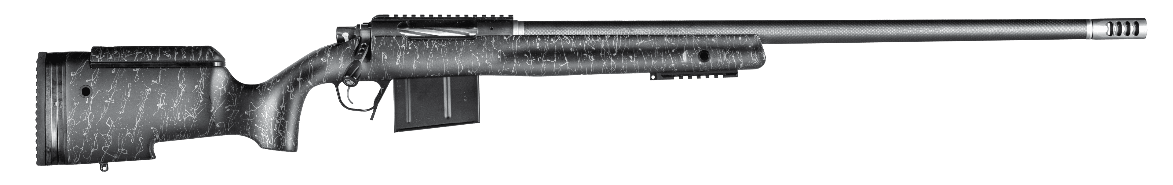 Christensen Arms 800400300 BA Tactical Long Range 338 Lapua Mag 3+1 27" Carbon Fiber Barrel, Black Nitride Finish, Black with Gray Webbing Stock