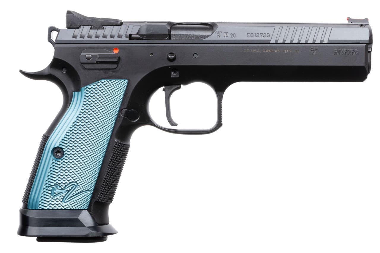 Cz Ts 2 9mm Luger 5.28 inches Barrel 20 Round Capacity Polycoat Finish Blue Grips