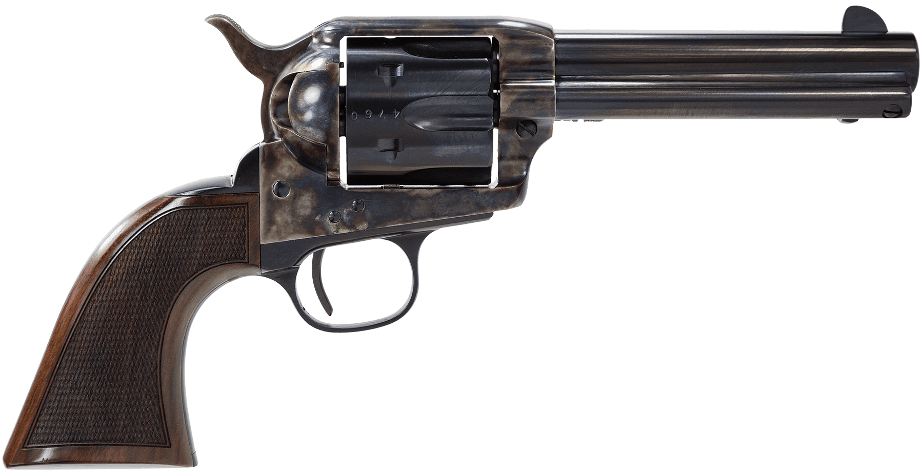 Taylors & Company 4107DE Smoke Wagon Deluxe 357 Mag 6rd 4.75" Blued Cylinder & Barrel Color Case Hardened Steel Frame Checkered Walnut Grip (Taylor Tuned)