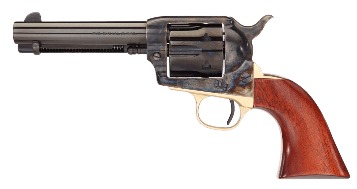 Taylors & Company 0440DE 1873 Ranch Hand Deluxe 357 Mag 6rd 4.75" Blued Cylinder & Barrel Color Case Hardened Steel Frame Walnut Navy Size Grip (Taylor Tuned)