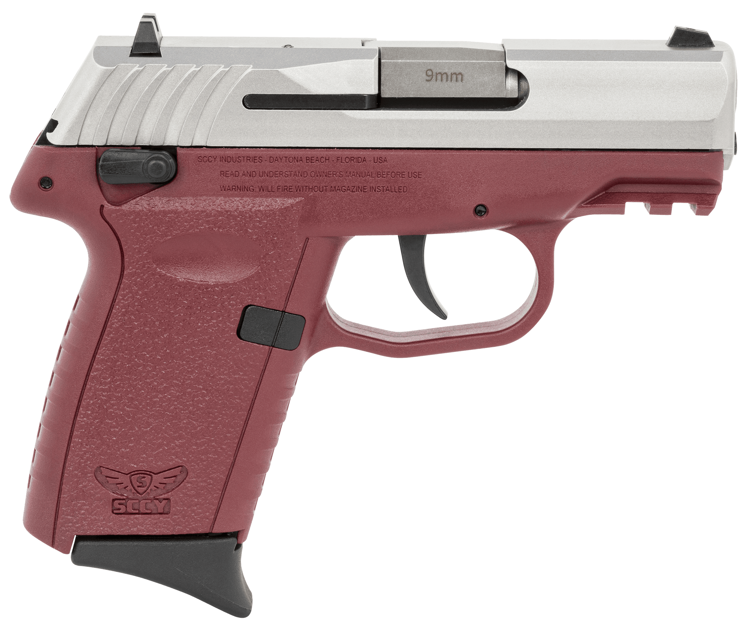 SCCY Industries CPX1TTCRG3 CPX-1 Gen3 9mm Luger 10+1 3.10" Crimson Red Polymer w/Picatinny Rail Serrated SS Slide Crimson Red Polymer Grip