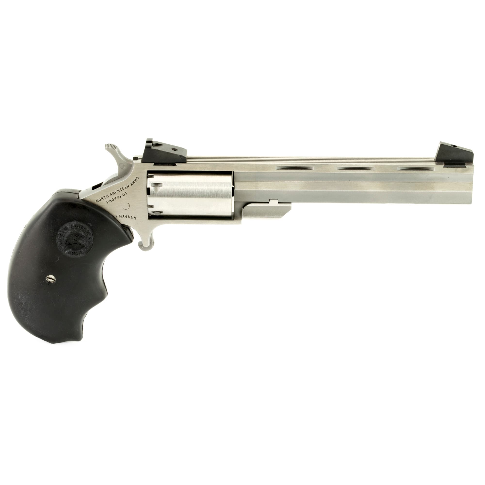 NAA Mini-Master Target Revolver Combo 22 LR/.22 WMR Stainless/Black 4 in. 5 rd. AS