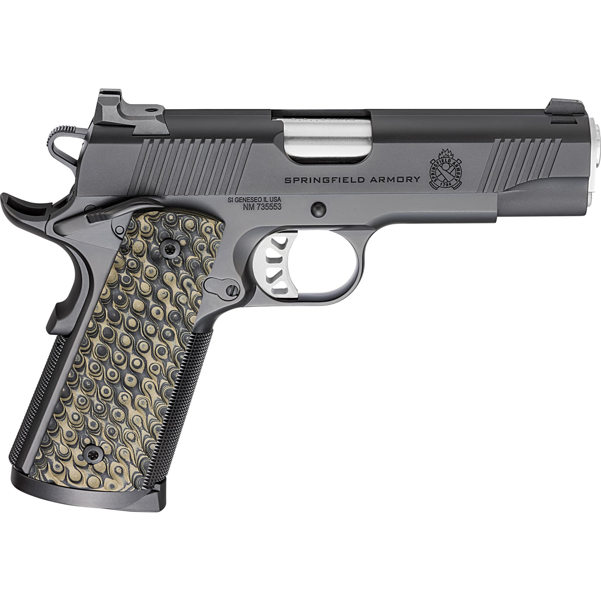 Springfield Armory PC9124 1911 TRP  45 ACP 8+1 4.25" Stainless Match Grade Barrel, Black Cerakote Serrated Carbon Steel Slide & Frame w/Beavertail, VZ Hydra G10 Grip
