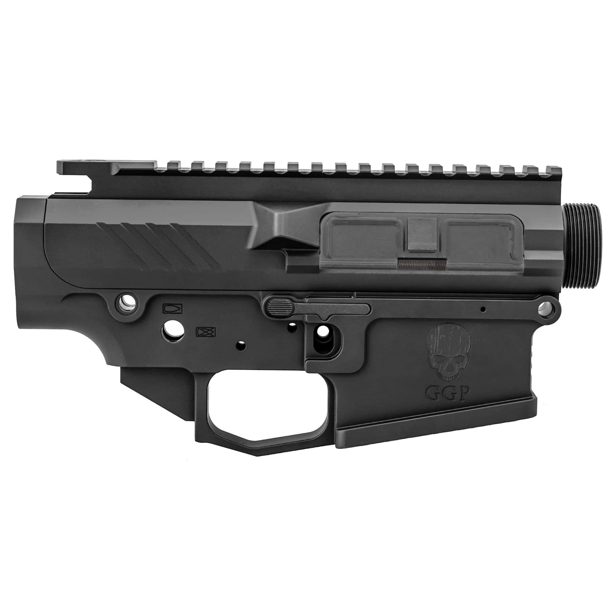 Grey Ghost Precision GGPSHEAVYRCVR AR MKII Heavy Receiver Set AR-10 Platform Multi-Caliber, 7075-T6 Aluminum w/Black Hardcoat Anodized Finish, Flared Mag Well, Optics Ready