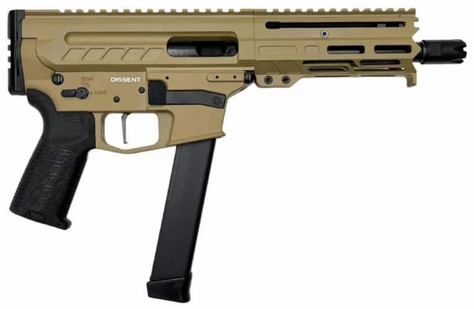 CMMG Dissent MkGs 9mm 6.5 Inch 33 Rounds Coyote Tan