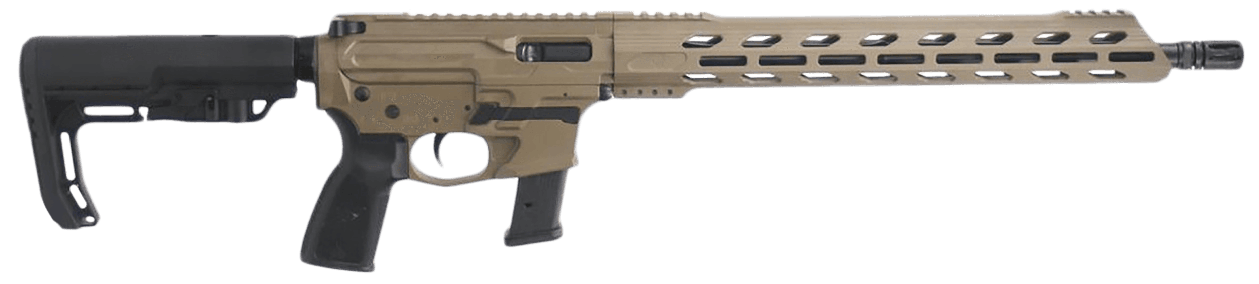 Live Free Armory LF9 CHALLENGER Billet AR-9 Rifle - FDE | 9mm | 16" Barrel | LFA Lightweight 15” M-Lok Free Float | Battle Link Minimalist Stock