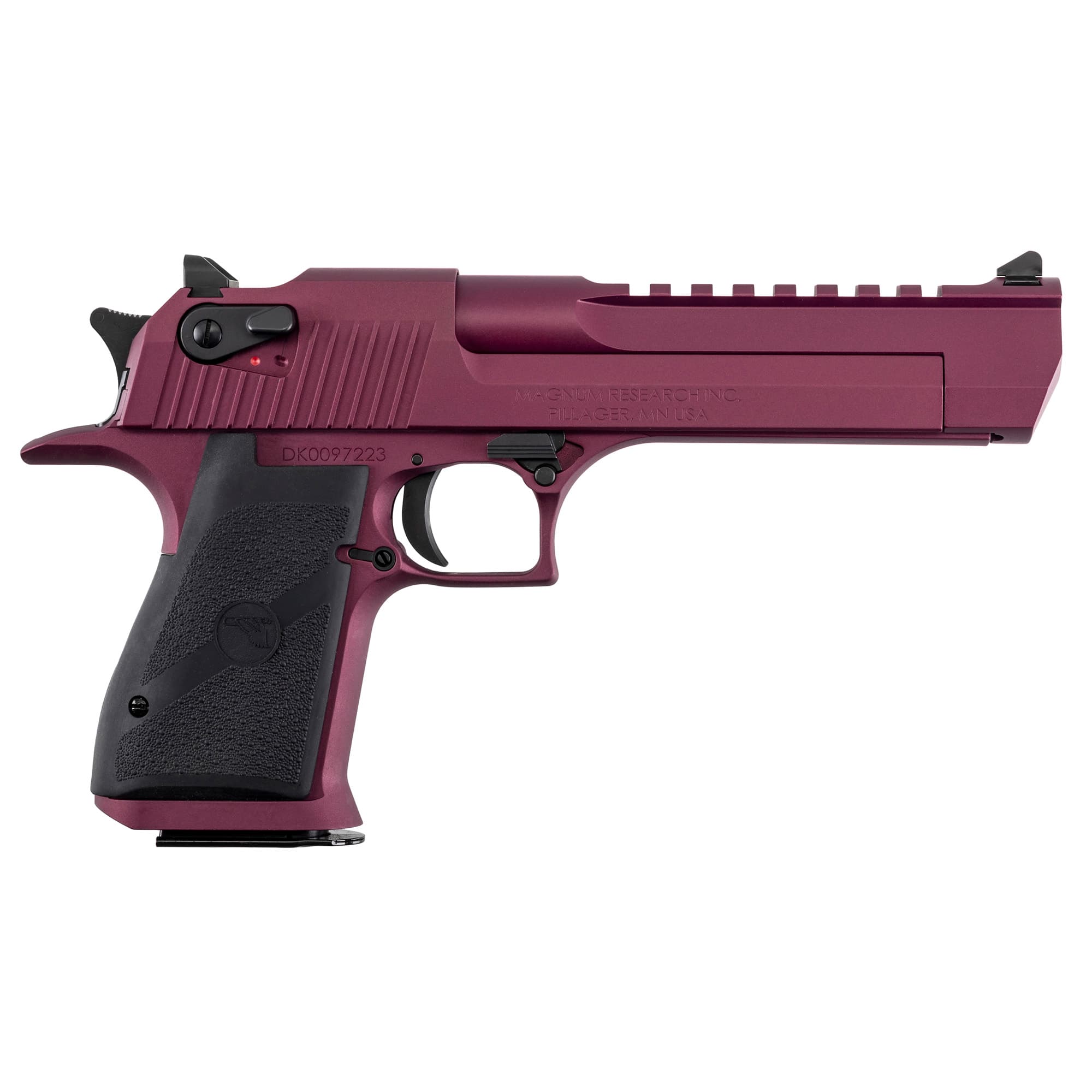 Magnum Research DE44BKC Desert Eagle Black Cherry 44 Mag 7+1 6" Black Barrel, Metallic Black  Cherry Cerakote Serrated Slide, Aluminum Frame w/Picatinny Rail & Beavertail Black Rubber Grips