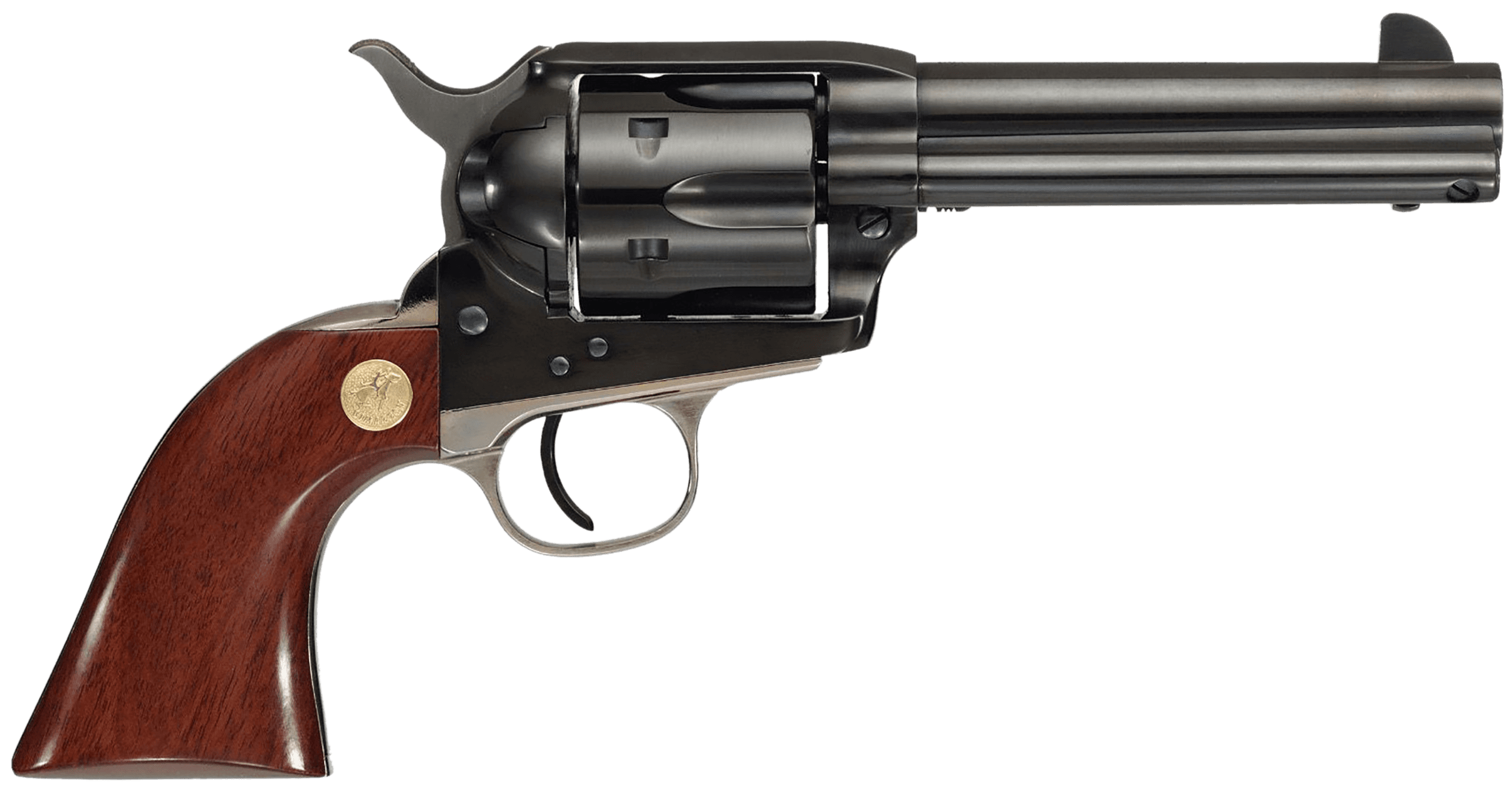 Cimarron Pistolero 45 Long Colt 4.75 inch 6 Shot Nickel Blued Walnut