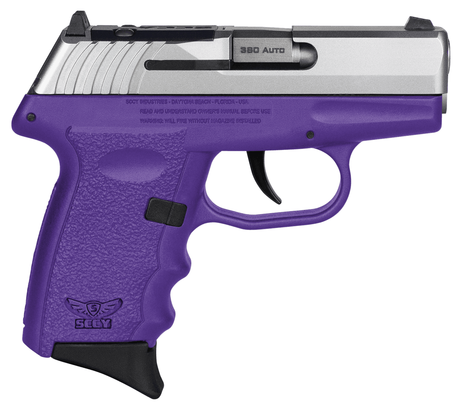 SCCY Industries CPX3TTPURDRG3 CPX-3 RD 380 ACP 10+1 2.96" Purple Polymer/Serrated Stainless Steel Slide/Finger Grooved Purple Polymer Grip