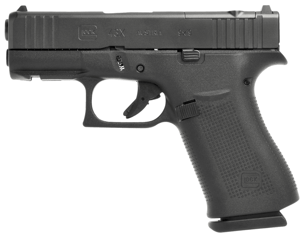 Glock G43X Mos 9mm 3.4in 10rd Blue Cerakote Engraved Slide and Grip