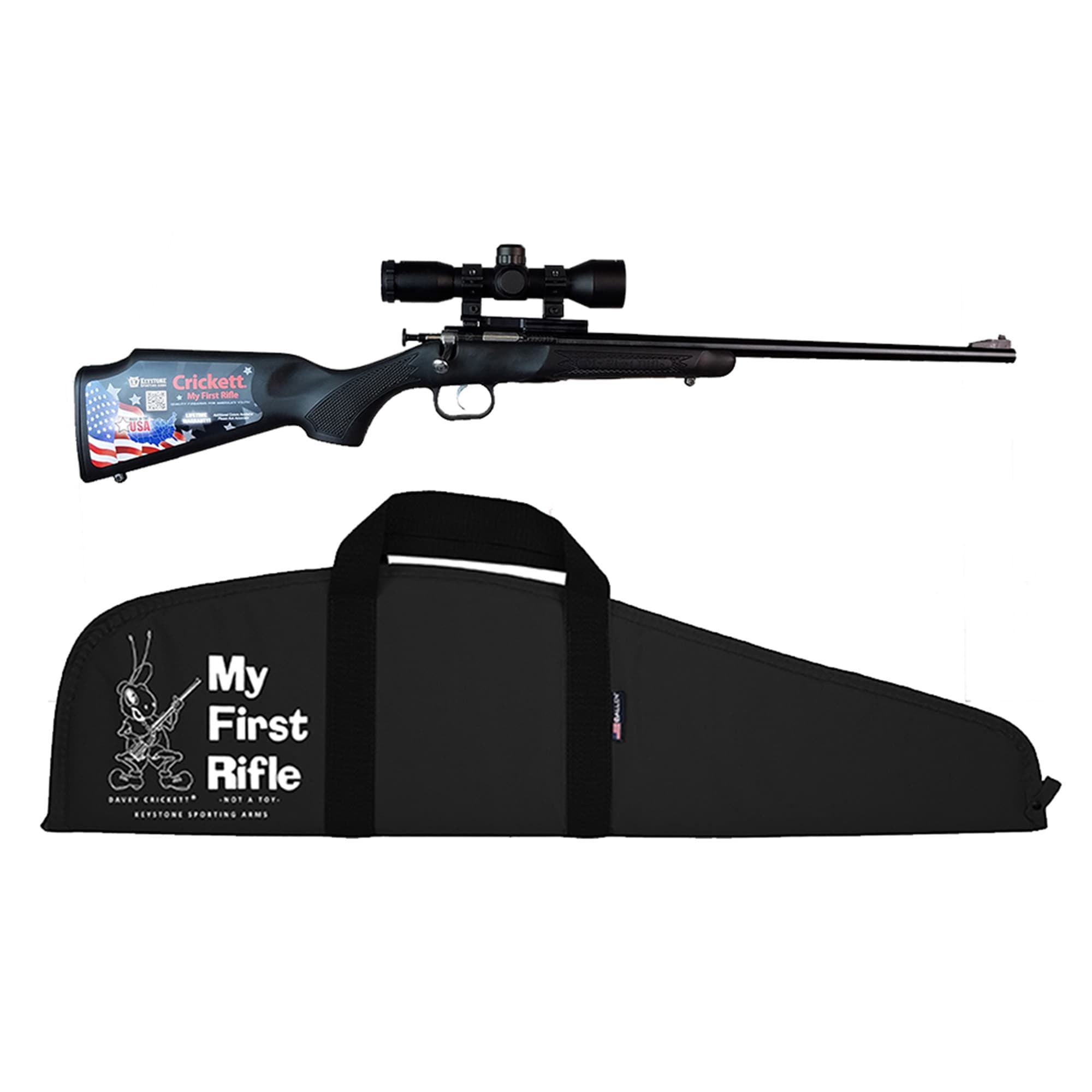 Keystone Crickett Package Rifle 22 LR 16 in. Black with Scope