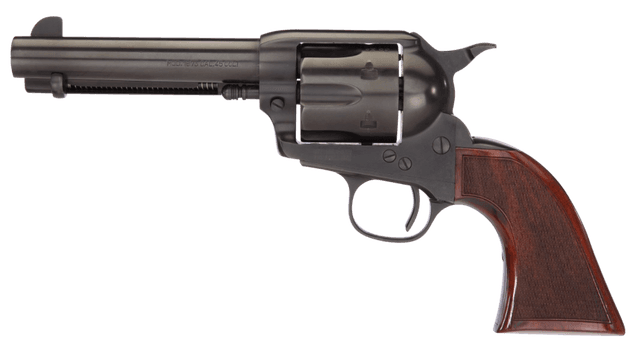 Taylors & Company 550885DE Runnin Iron Black Rock 45 Colt (LC) Caliber with 4.75" Barrel, 6rd Capacity Cylinder, Overall Black Nitride Finish Steel, Checkered Walnut Grip & Overall Taylor Polish