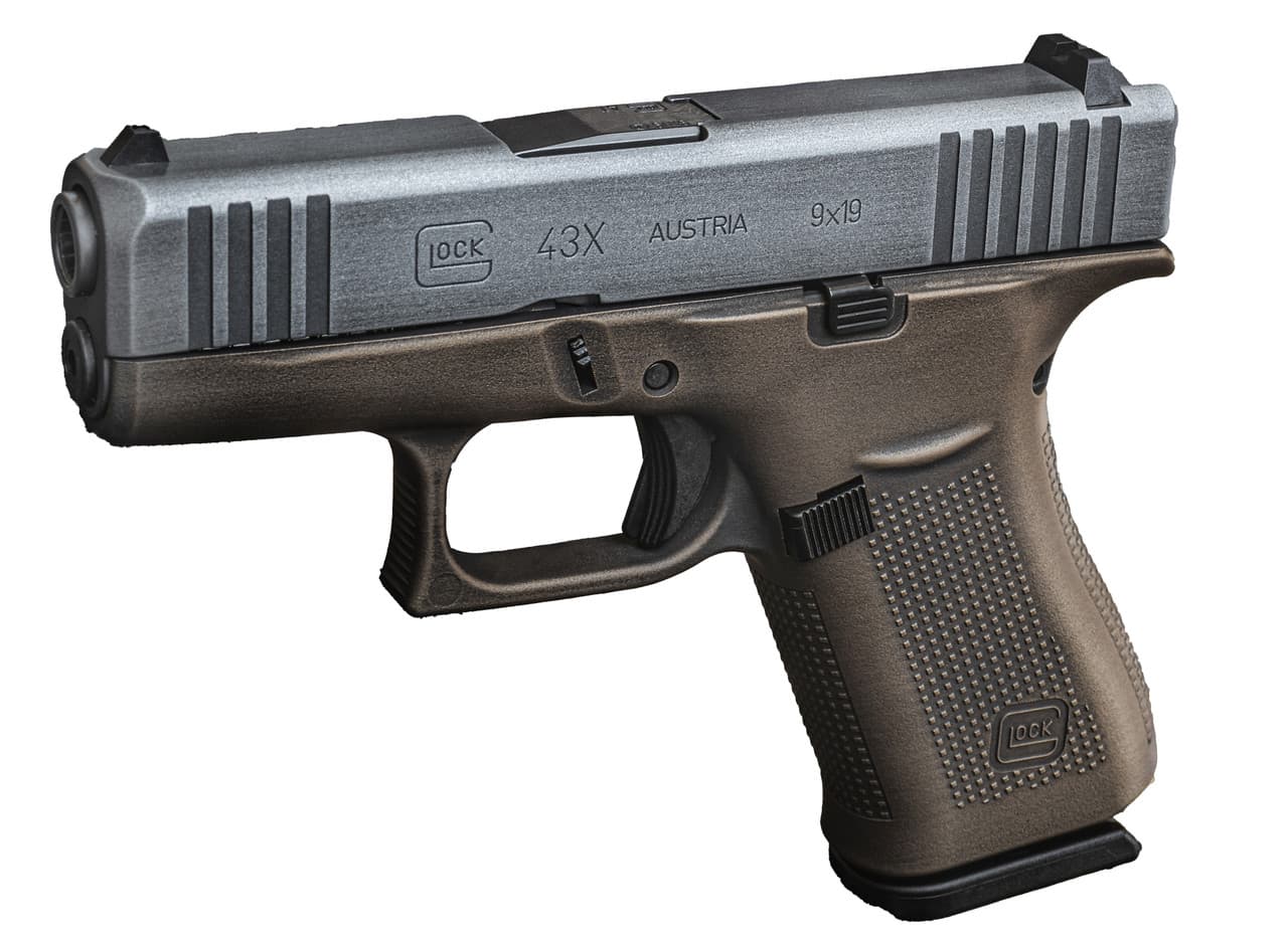 Glock G43X 9mm Luger 3.4in Barrel 10rd Cerakote Bronze Frame Battleworn Silver Slide
