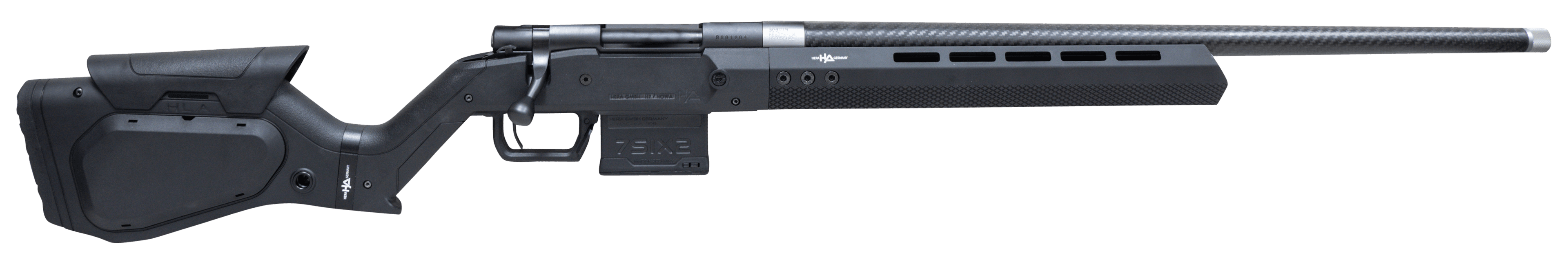 Howa HHERA308CFBLK M1500 Hera 308 Win 5+1 24" Carbon Fiber Threaded Barrel, Black Rec, Black Hera H7 Chassis Stock
