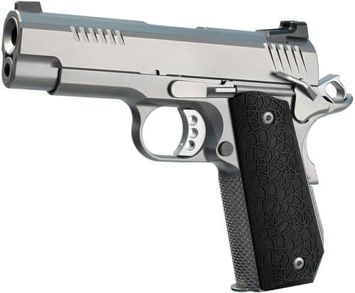 Ed Brown EVOKC9 1911 EVO KC9 9mm Luger 9+1 4" Barrel, Snakeskin Serrated Stainless Steel Bobtail Frame, Serrated Slide w/Recessed Slide Stop, Black G10 Grip