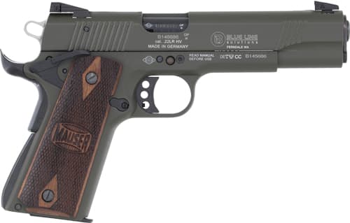 Blue Line Solutions Mauser 1911 22 Long Rifle 5 inch 10 Rounds OD Green Walnut Grip