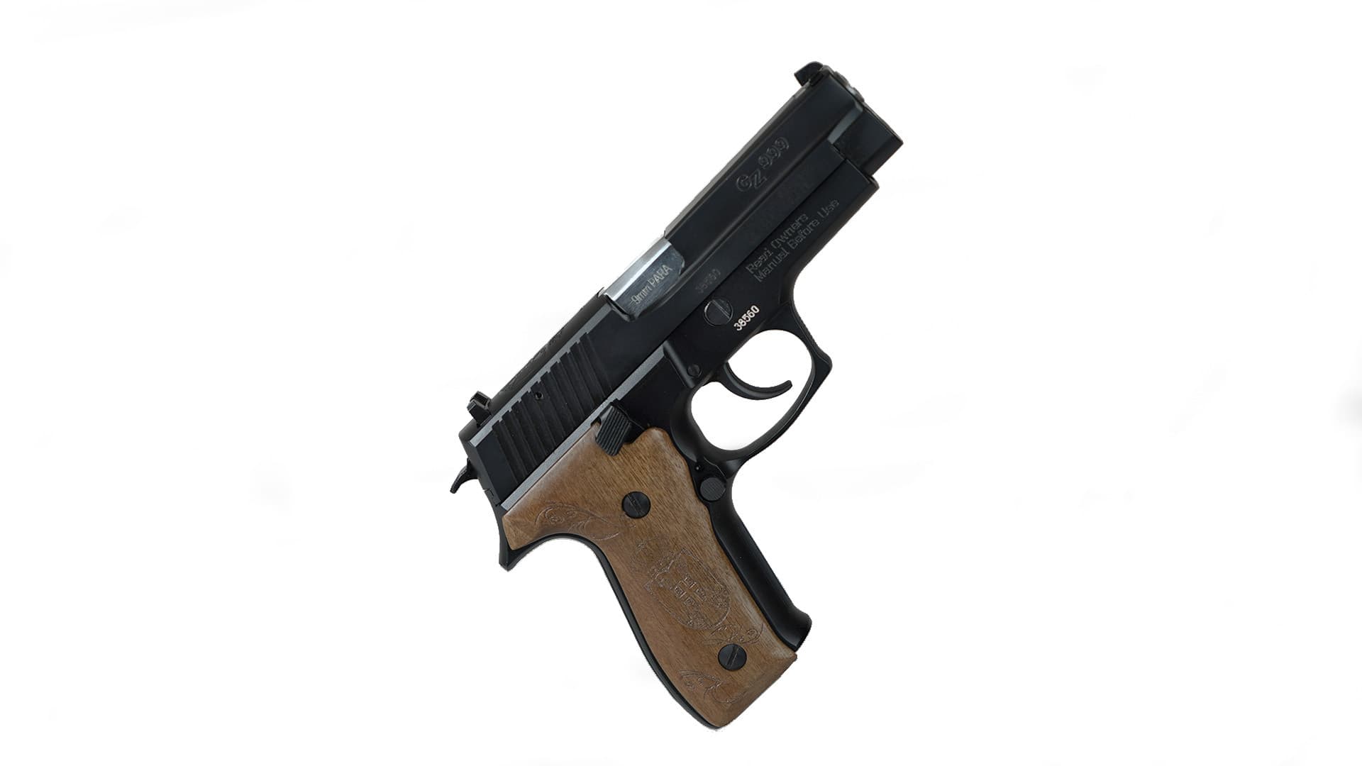 Zastava CZ999 Pistol 9mm 4.25" Barrel 15 Rounds Engraved Wood Grips