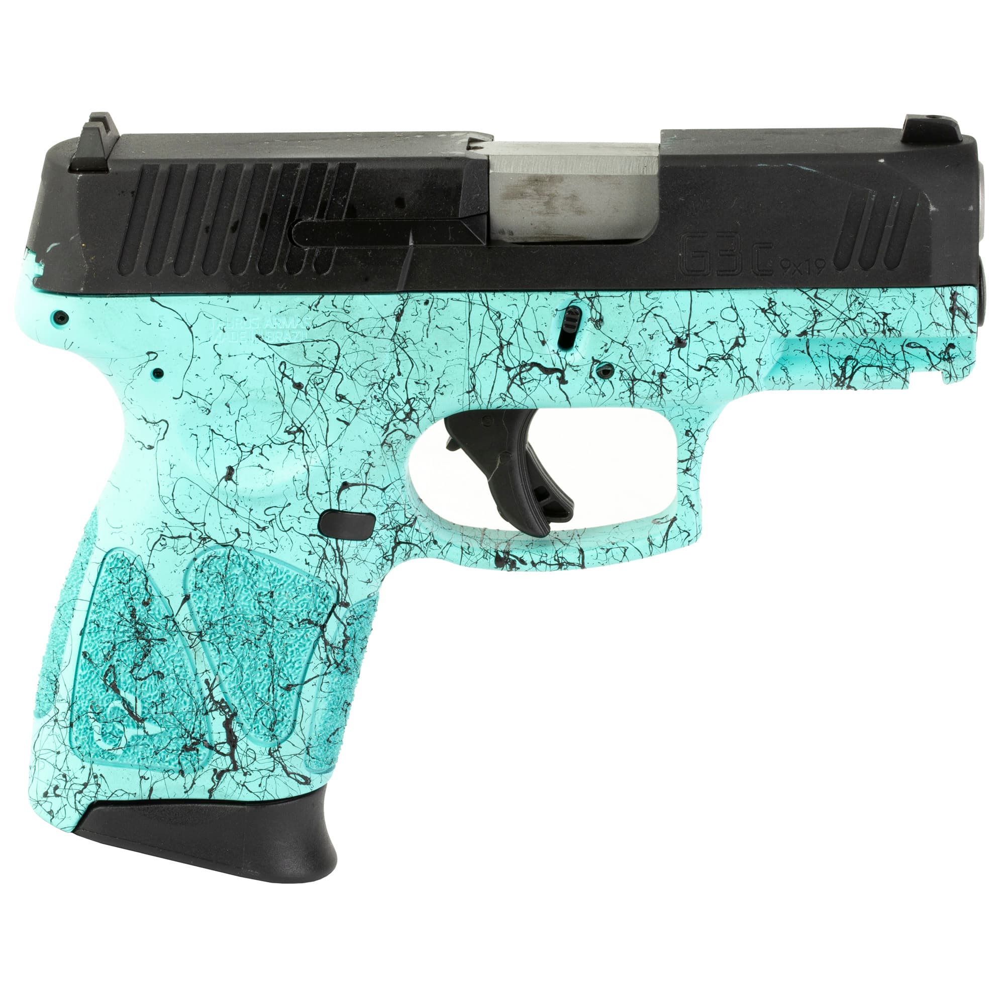 Taurus G3c 9mm Luger 3.2 inch 12 Rounds Cyan Black Splatter