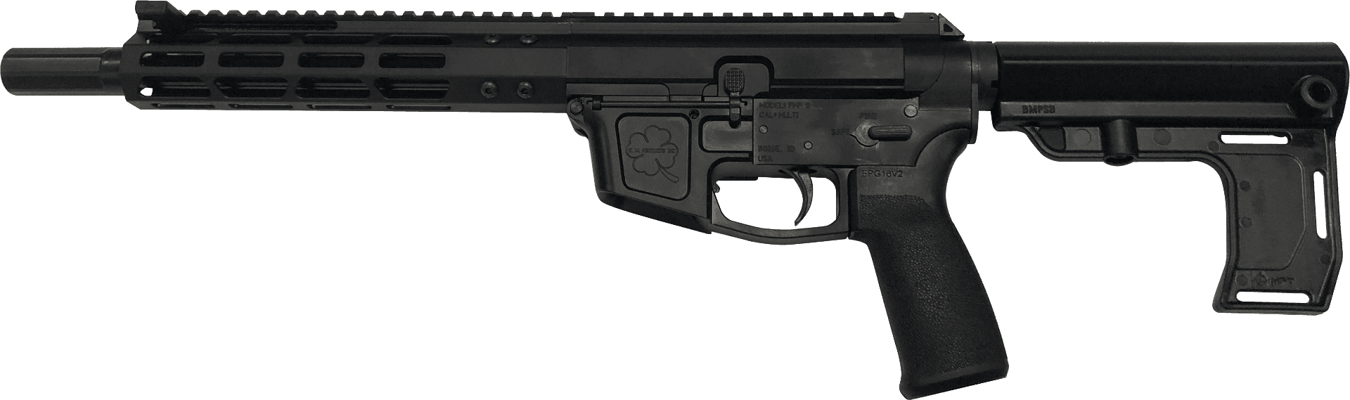 FM FM9 Billet AR15 Pistol - Black | 9mm | 8.5" Barrel | Side Charging Handle | MFT Brace