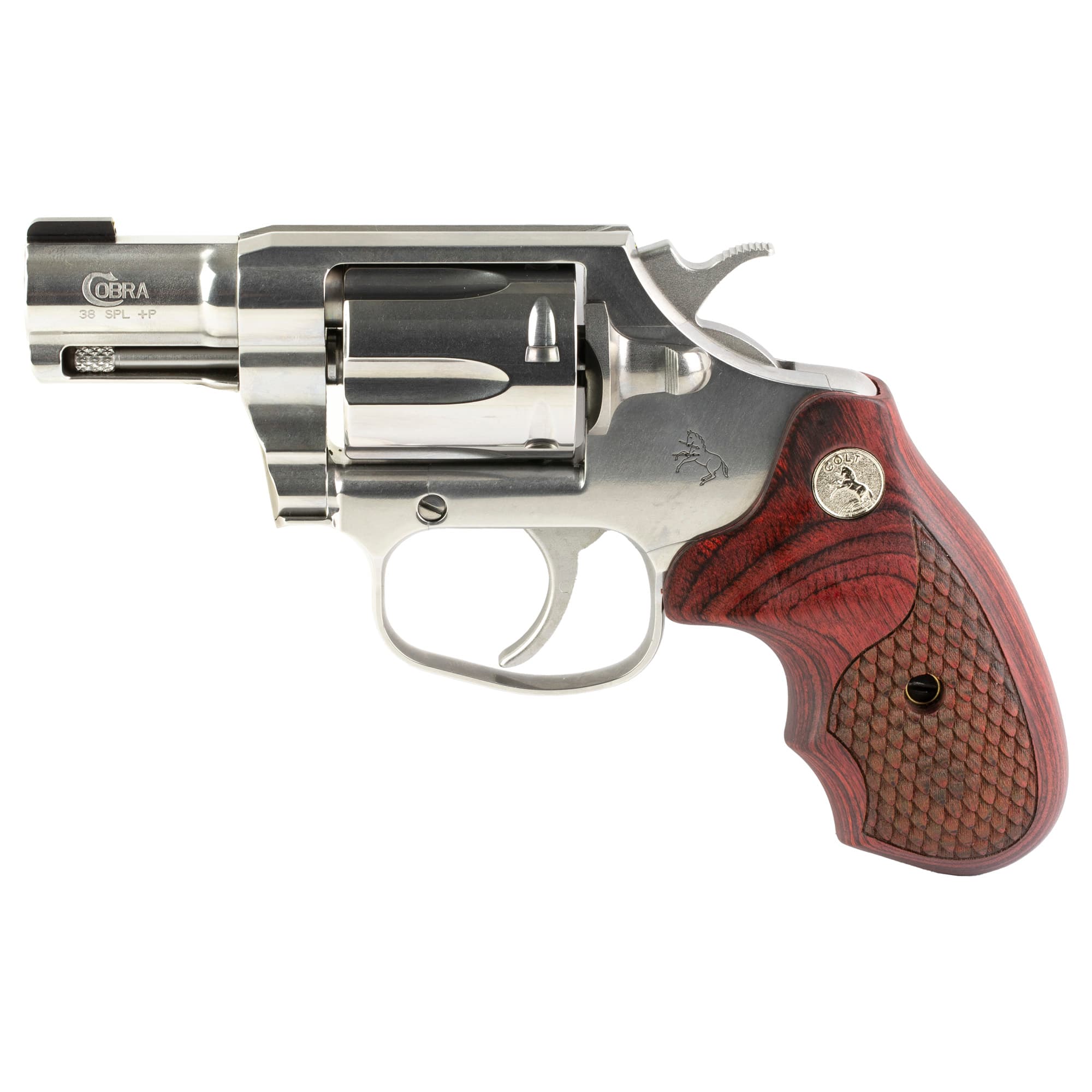Colt Cobra 38 Special 2" Barrel 6 Rounds Stainless Steel Silver Wood Grips