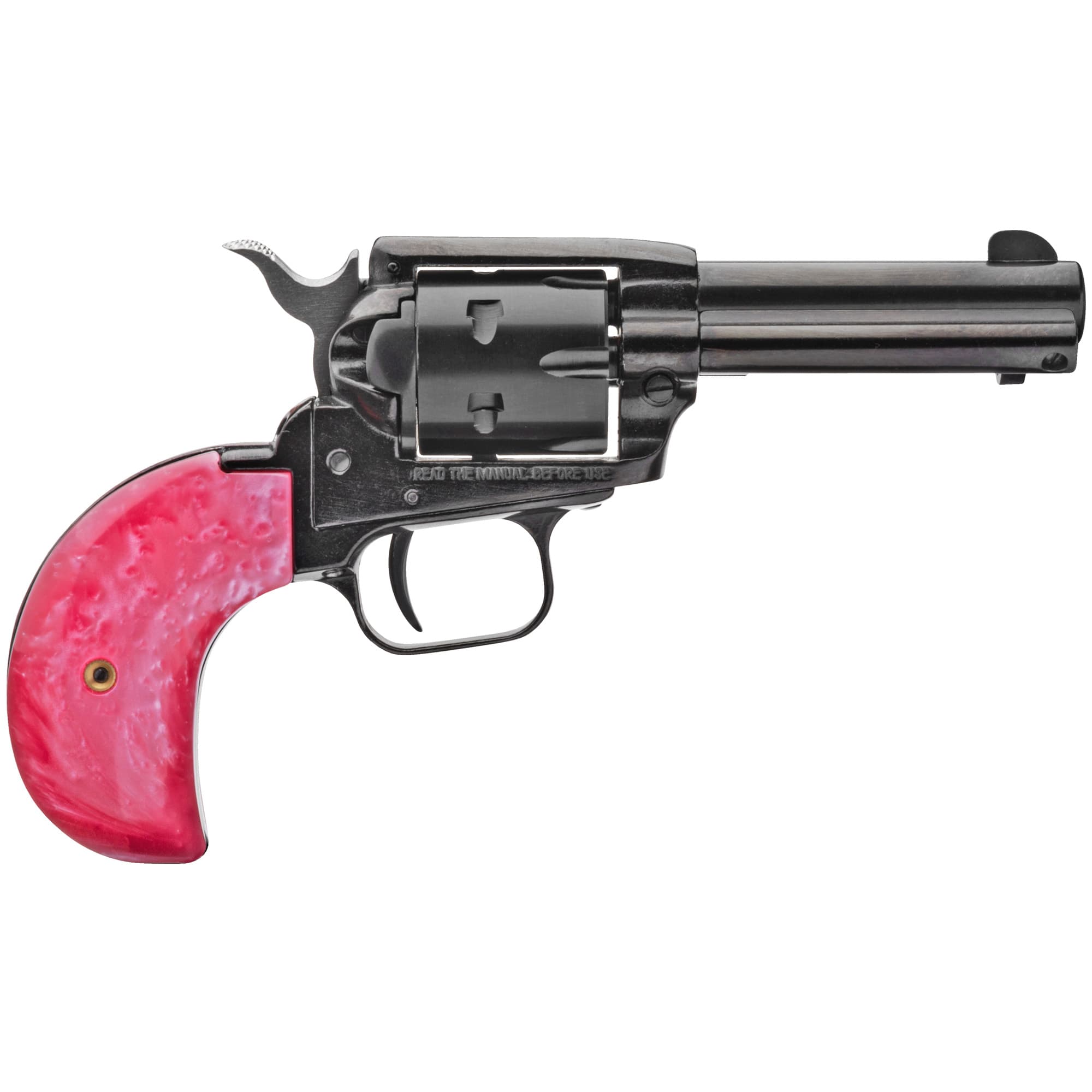 Heritage Rough Rider Revolver - Black | .22 LR / .22 WMR | 3.5" Barrel | 6rd | Altamont Pink Pearl Bird Head Grips