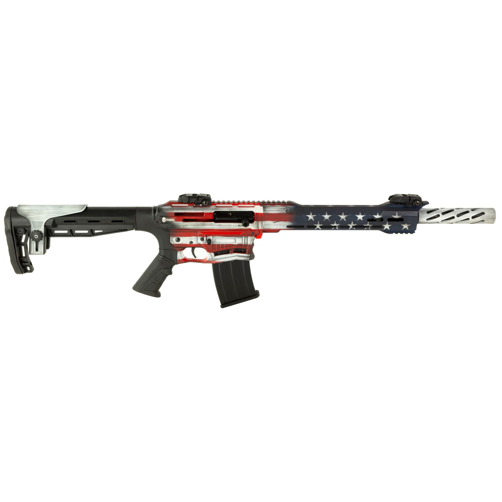 Citadel Boss-25 12GA, 18.75in. Barrel, 5rd, Adj. Comb. Black grip and stock. - US Flag (CBOSS2512USA)